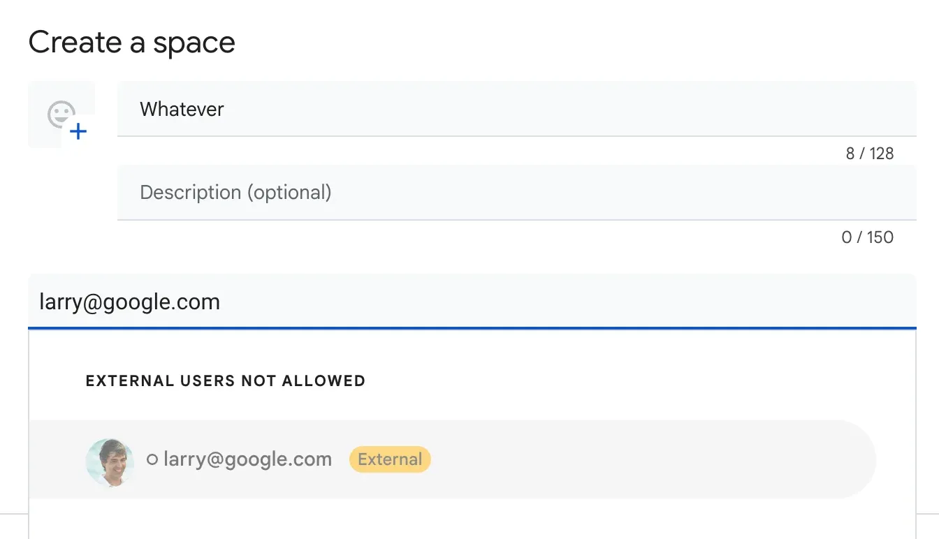 External users not allowed
