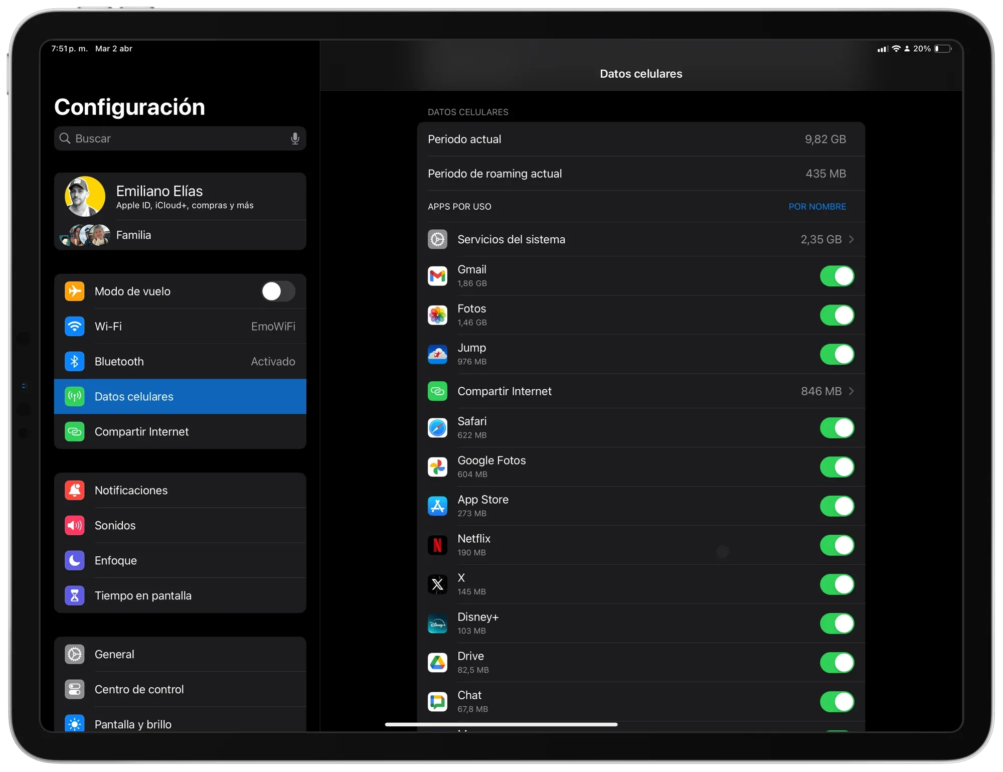 Cómo ver que apps consumen más datos en iOS y iPadOS