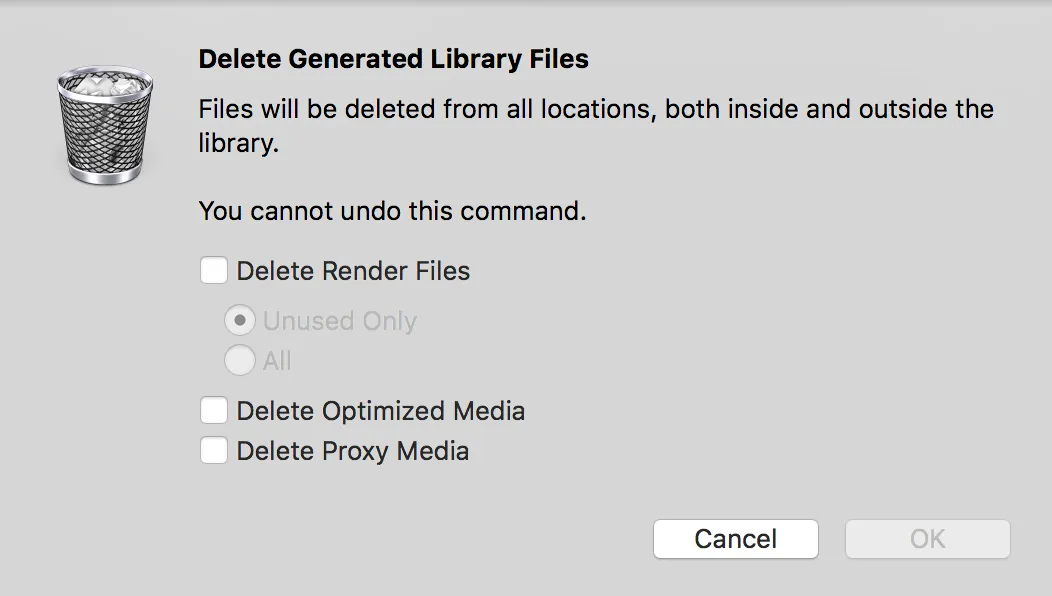 Final Cut Pro X borrar versiones optimizadas